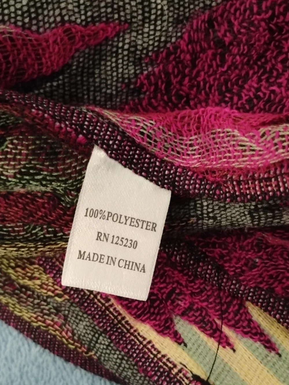 Vibrant Pink Multicolor Patterned Fringe Scarf